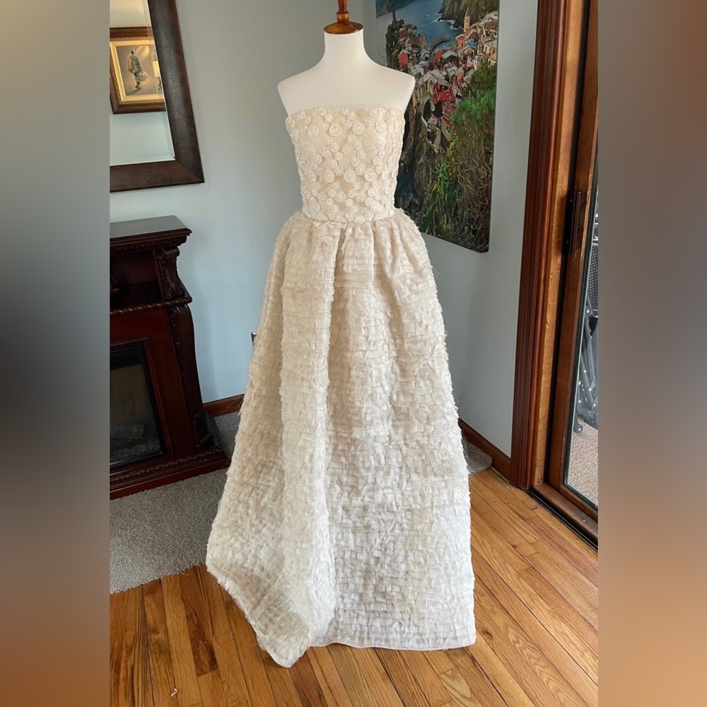 NWT Ivory Gold Wedding Gown Jean Ralph Thurin Wedding Dress Size 4